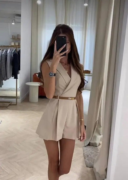 Bianca Structured Sleeveless Jumpsuit with Belt