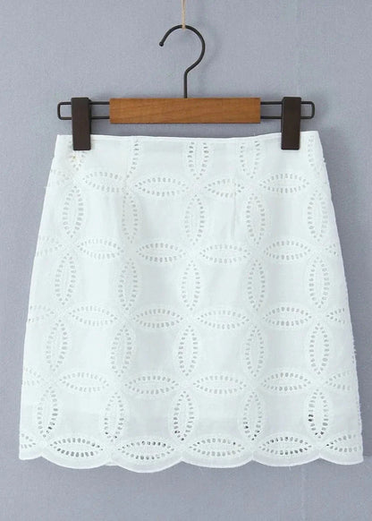 Beatrice Embroidered Cotton Shirt and Skirt Set