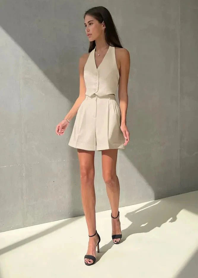 Bianca Tailliertes Neckholder-Top & Shorts Set