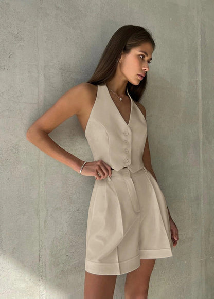 Bianca Tailliertes Neckholder-Top & Shorts Set