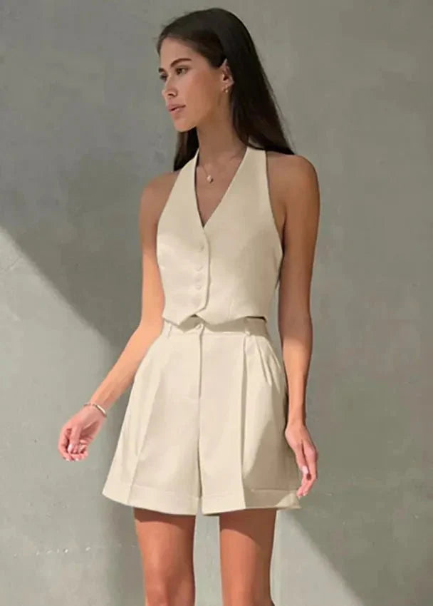 Bianca Tailliertes Neckholder-Top & Shorts Set