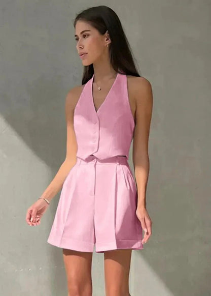 Bianca Tailliertes Neckholder-Top & Shorts Set