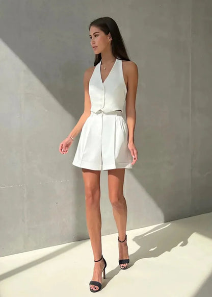 Bianca Tailliertes Neckholder-Top & Shorts Set
