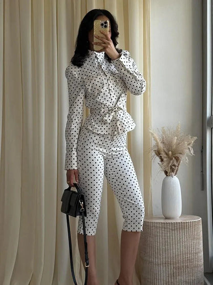 Cherry Punktjacke & Caprihosen-Set