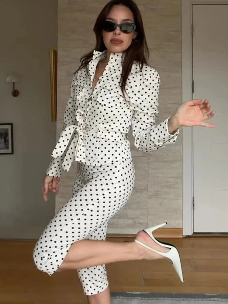 Cherry Punktjacke & Caprihosen-Set