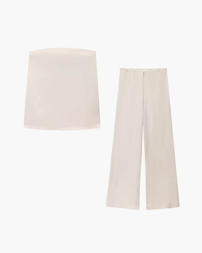 Claudine Satin Bandeau-Hosenanzug