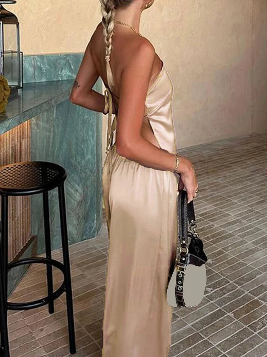 Felicity Bandeau-Hosenanzug aus Satin