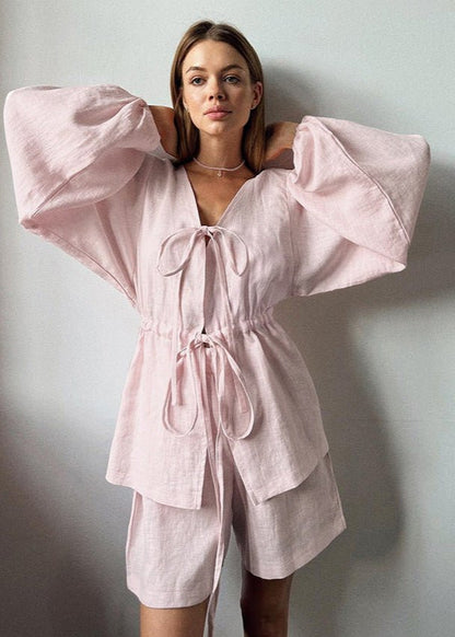 Isla Linen Two-Piece with Trumpet Sleeves