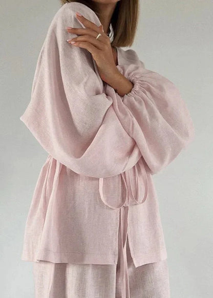Isla Linen Two-Piece with Trumpet Sleeves