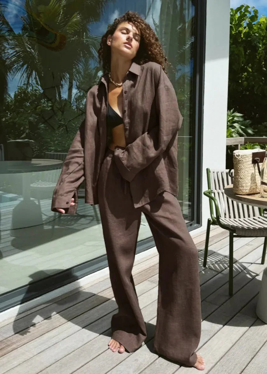 Sophia Baumwollhemd & Loungehose Set
