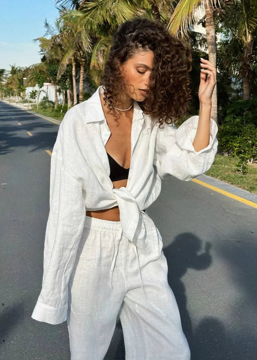 Sophia Baumwollhemd & Loungehose Set