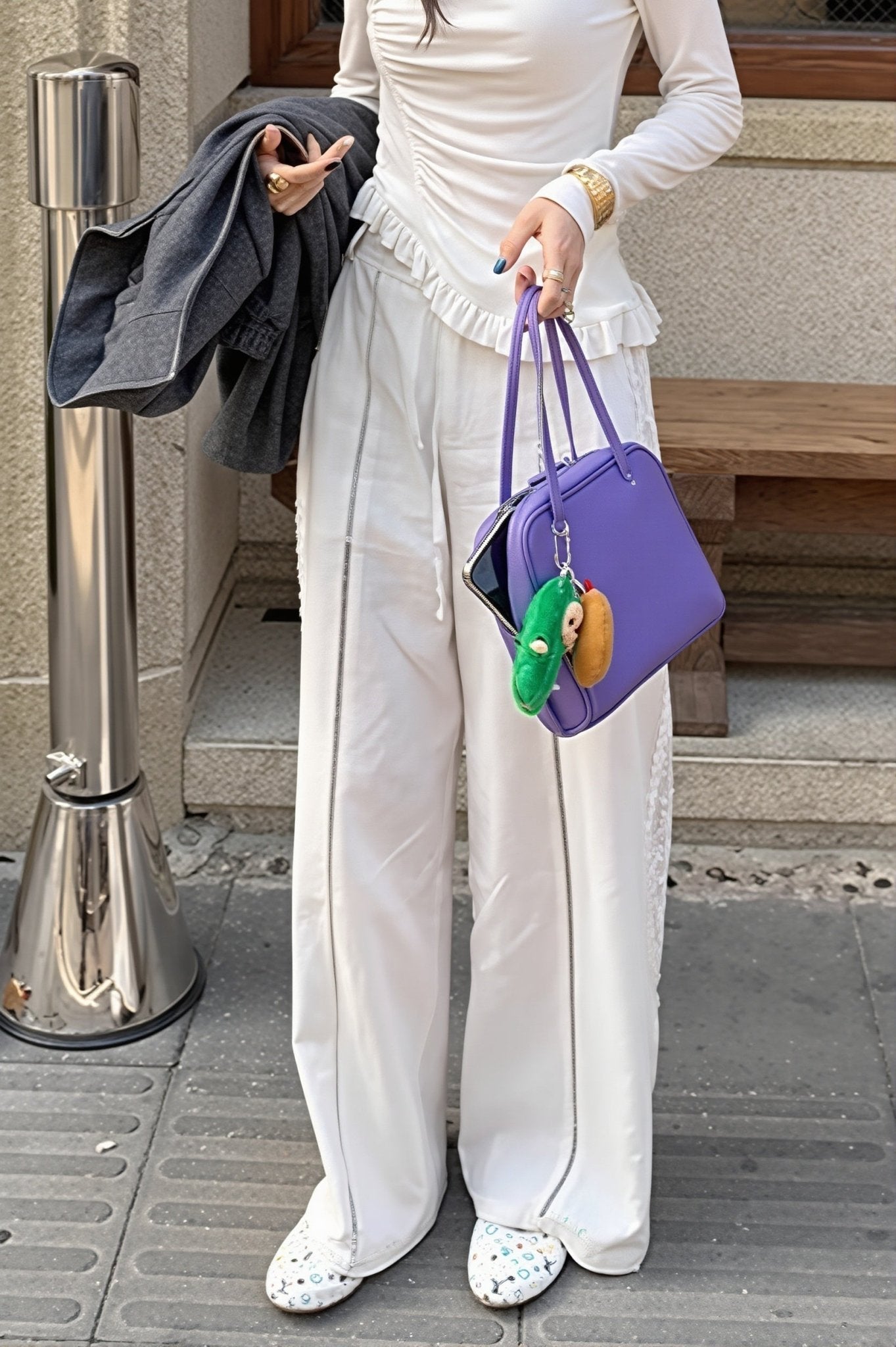 Beatrice Leinenhose mit Spitzen-Einsatz, gerade