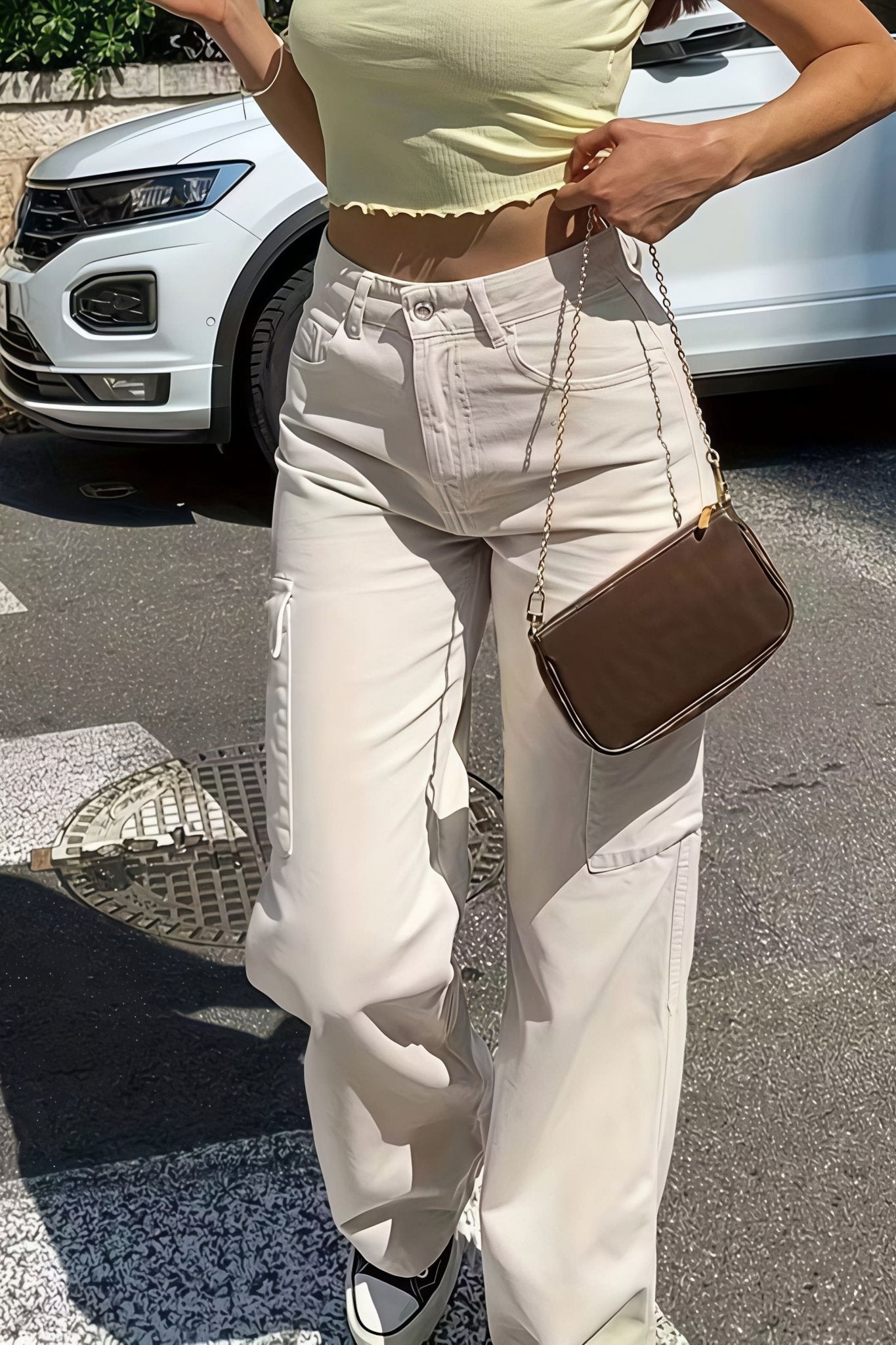 Bianca Cargo-Hose mit Taschen, gerade