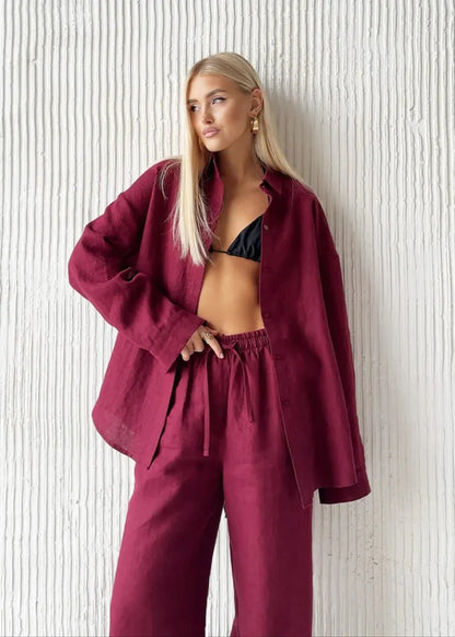 Bianca Relaxed Baumwollhemd & Weithose Set