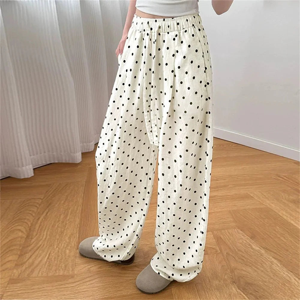 Elizabeth Polka Dot Weite Leinenhose