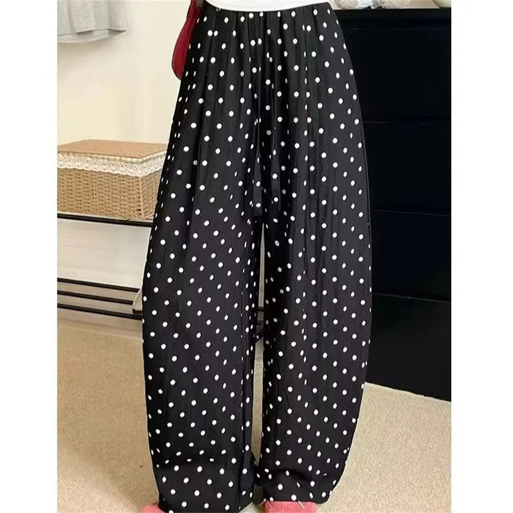 Elizabeth Polka Dot Weite Leinenhose
