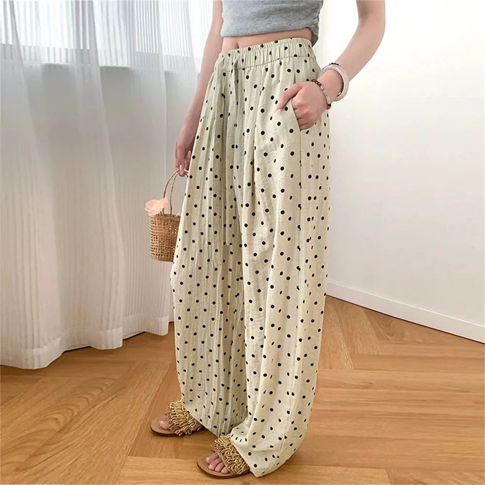 Elizabeth Polka Dot Weite Leinenhose