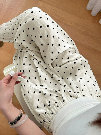 Elizabeth Polka Dot Weite Leinenhose