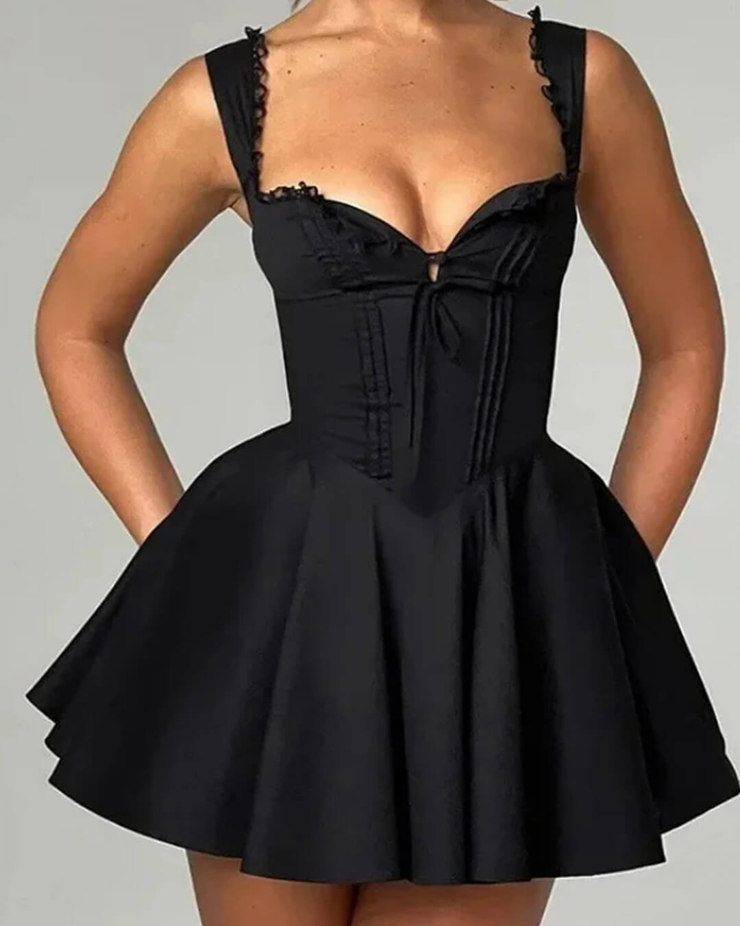Mini dress with lacing on the back
