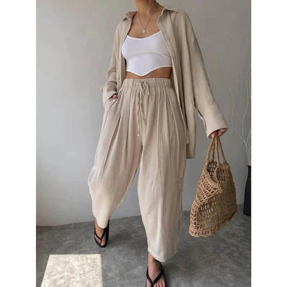 Frances Bluse mit Revers, Langarm & Hosen-Set