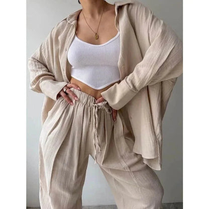 Frances Bluse mit Revers, Langarm & Hosen-Set