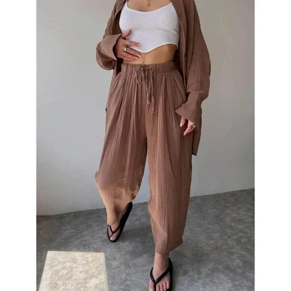Frances Bluse mit Revers, Langarm & Hosen-Set