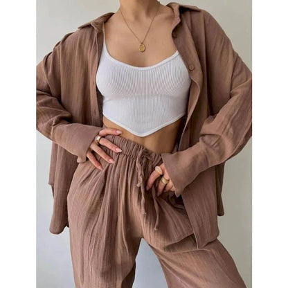 Frances Bluse mit Revers, Langarm & Hosen-Set