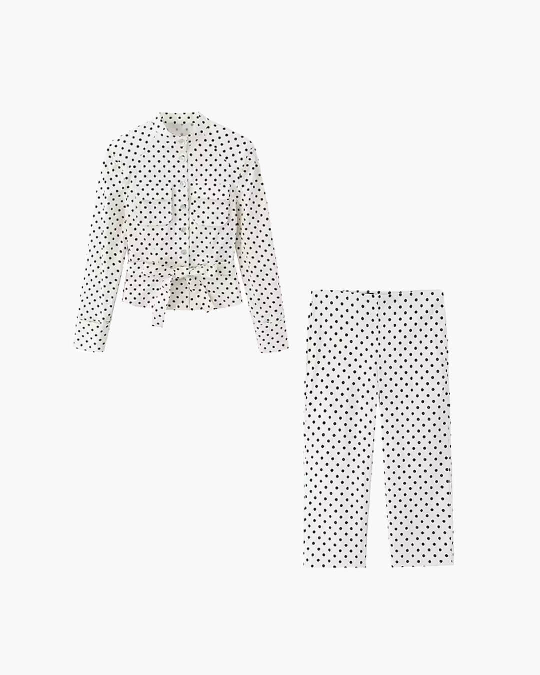 Jia Polka Dot High-Waist Hosen-Set