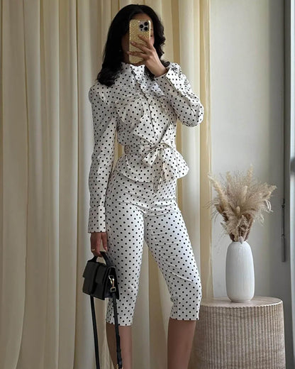 Jia Polka Dot High-Waist Hosen-Set