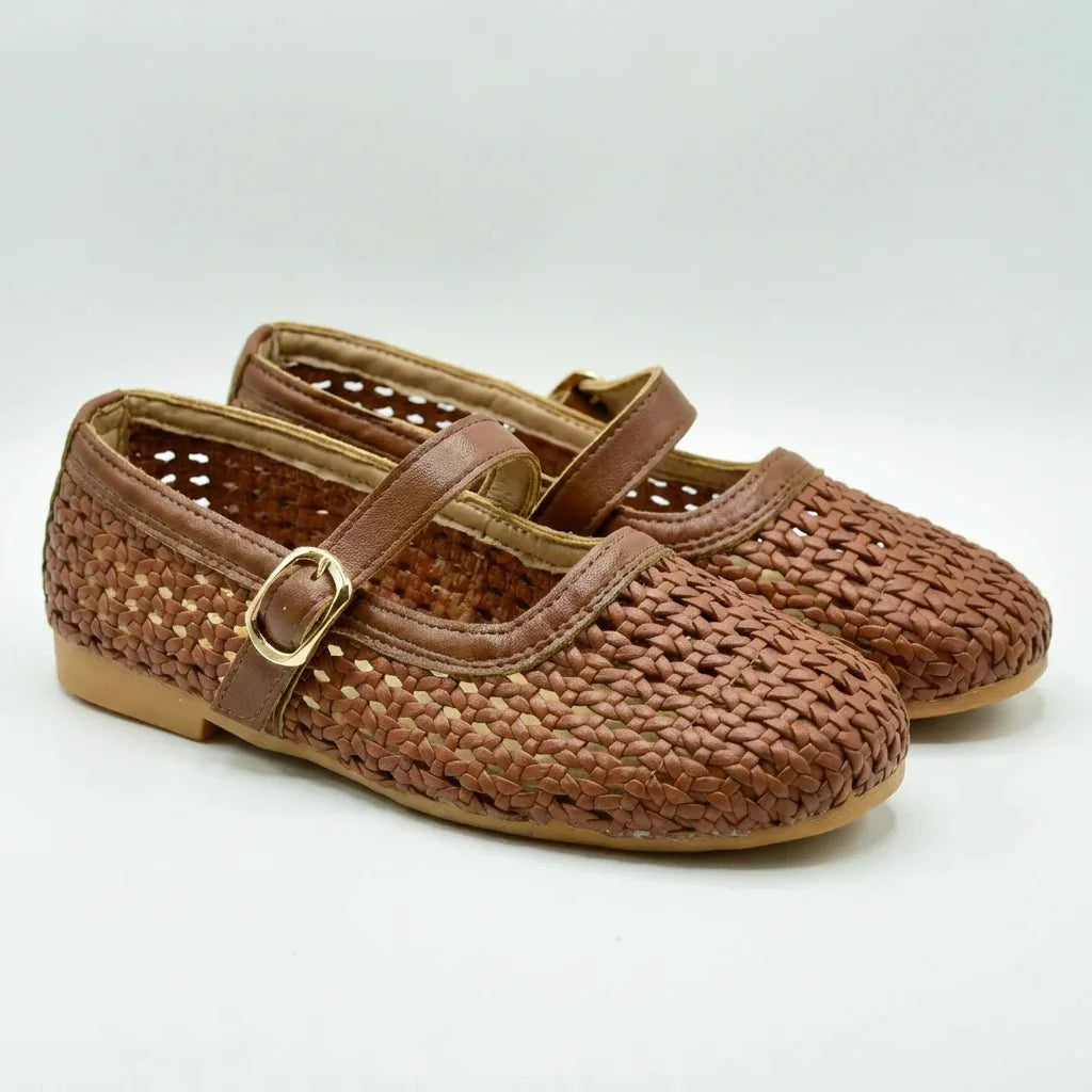 Beatrice Geflochtene Mesh-Mary-Jane-Ballerinas