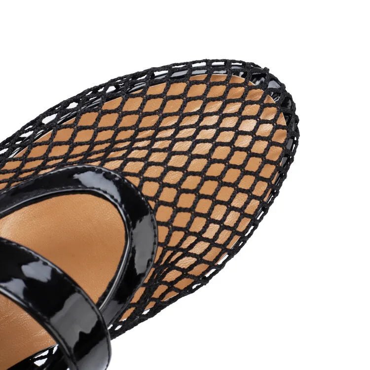 Ballerinas mit Schnalle aus Mesh