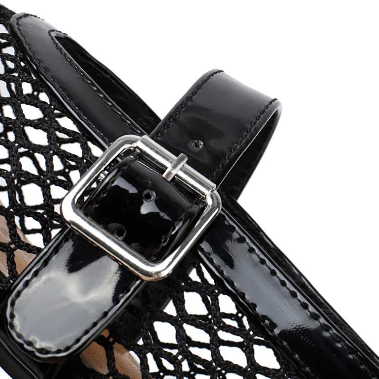 Ballerinas mit Schnalle aus Mesh