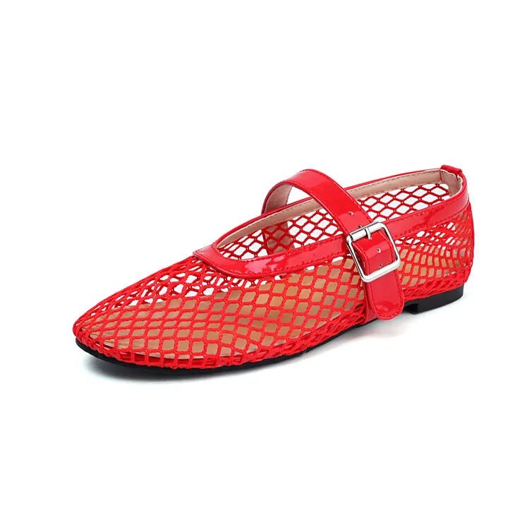 Ballerinas mit Schnalle aus Mesh