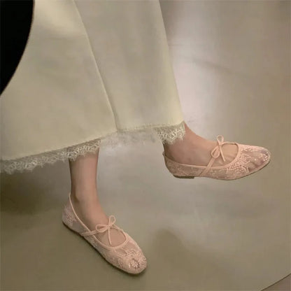 Saskia Bestickte Mesh-Ballerinas