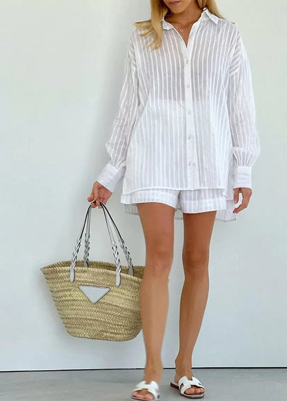 Bridget Striped Cotton Shirt and Shorts Set