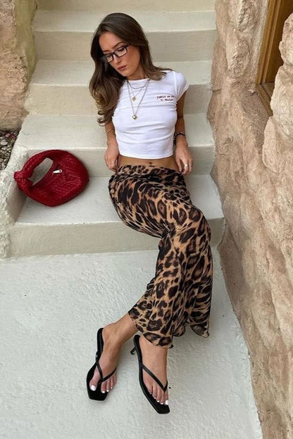 Anais Maxirock aus Chiffon im Leopardenmuster in Meerjungfrauenform