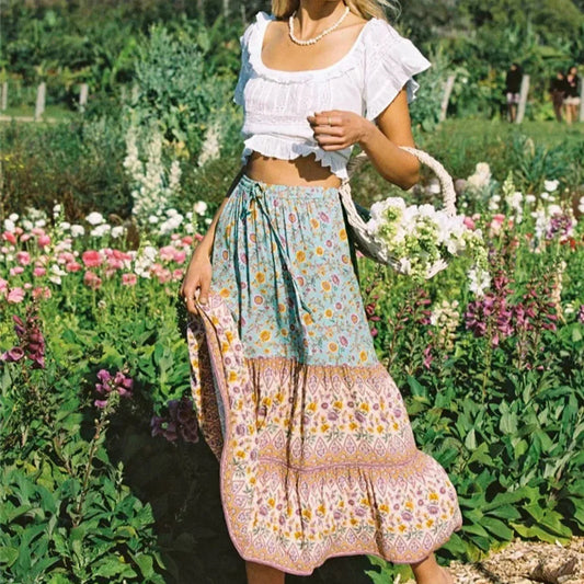 Bianca Boho-Strandrock mit Blumenprint