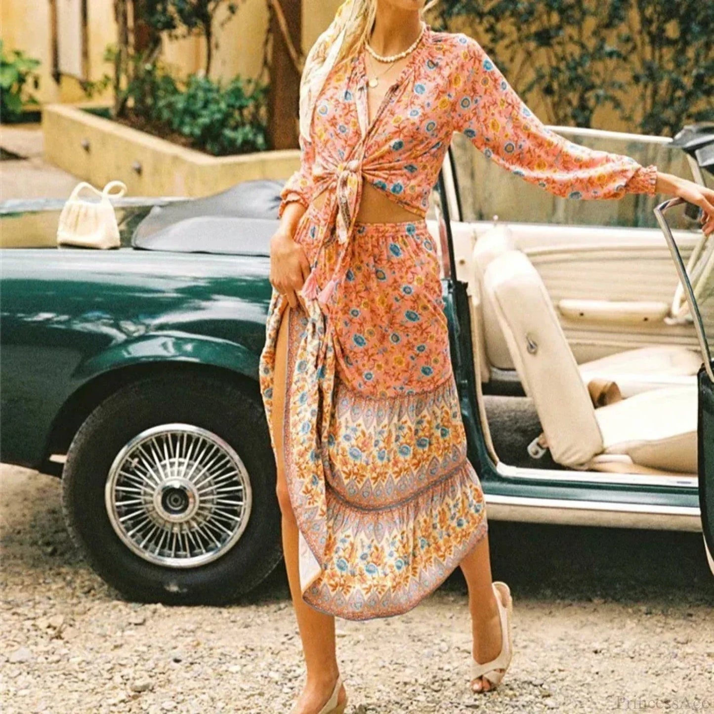 Bianca Floral Print Boho Beach Skirt