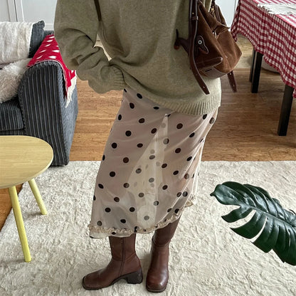 Bianca Polka Dot Mesh Midi Skirt