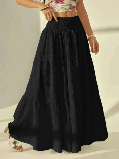 Calla Tiered Maxi Skirt Elastic Waist