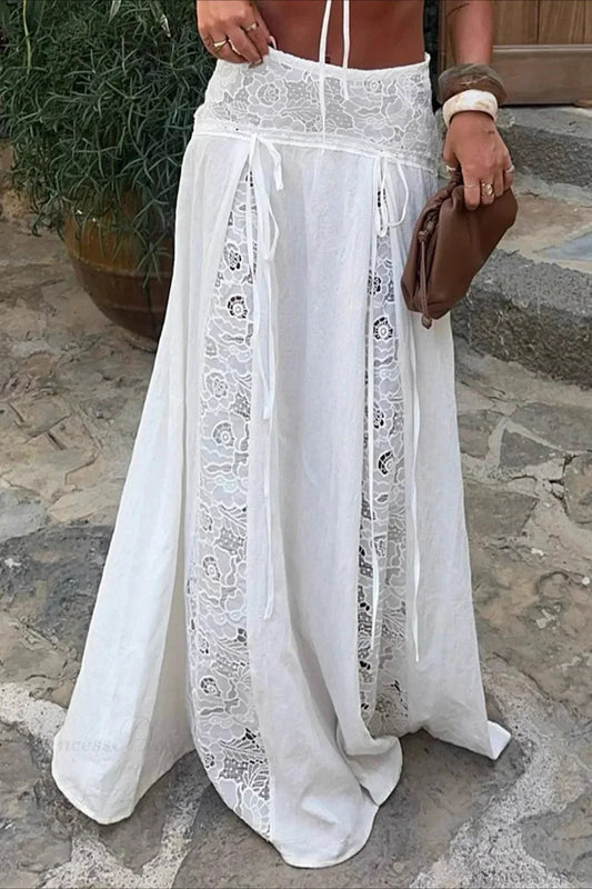 Celeste Boho Spitzen-Patchwork Maxirock