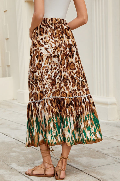 Celeste Boho Tiered Ruffle Floral Maxi Skirt