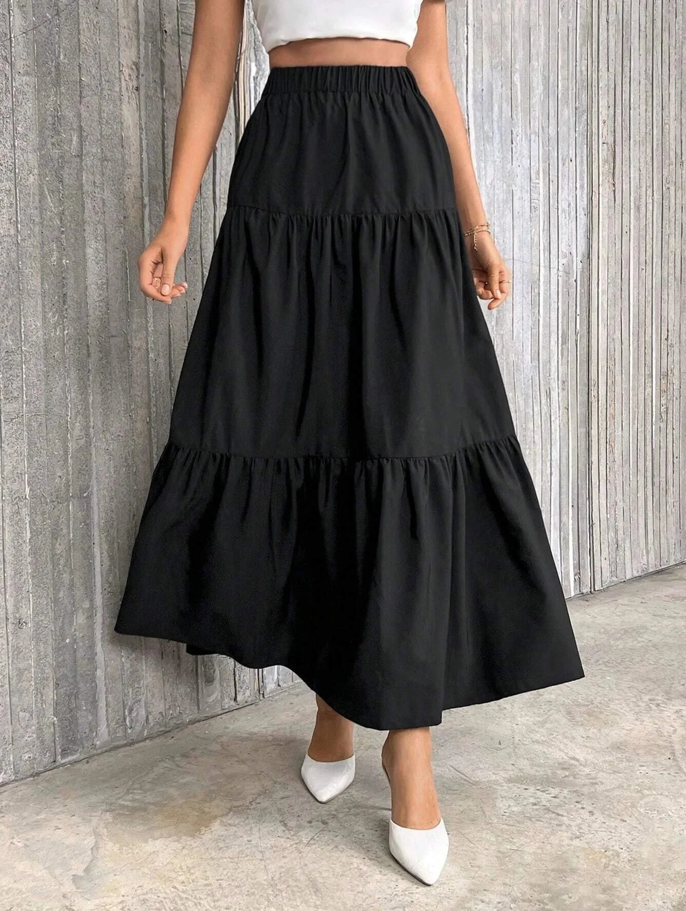 Idalia High-Waist A-Line Skirt with Ruffle Hem