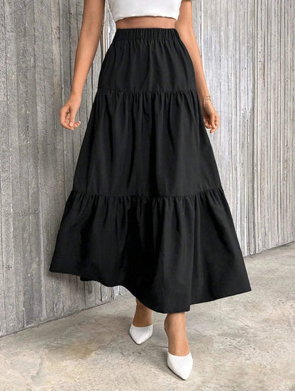 Idalia High-Waist A-Line Skirt with Ruffle Hem