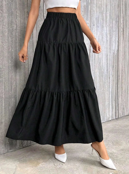 Idalia High-Waist A-Line Skirt with Ruffle Hem