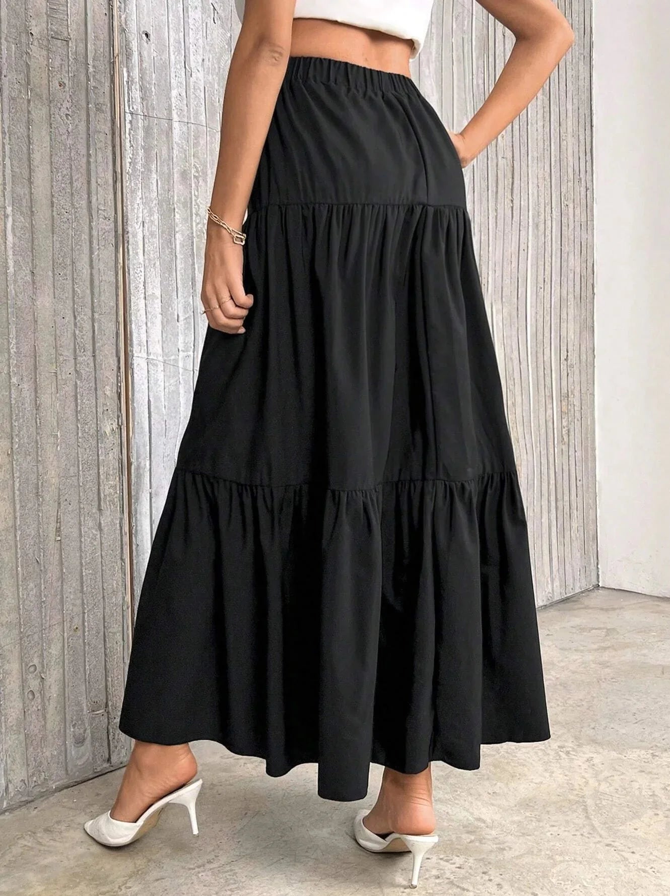 Idalia High-Waist A-Line Skirt with Ruffle Hem
