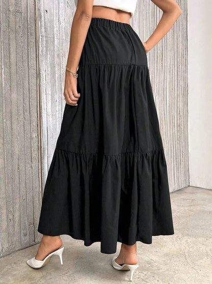 Idalia High-Waist A-Line Skirt with Ruffle Hem
