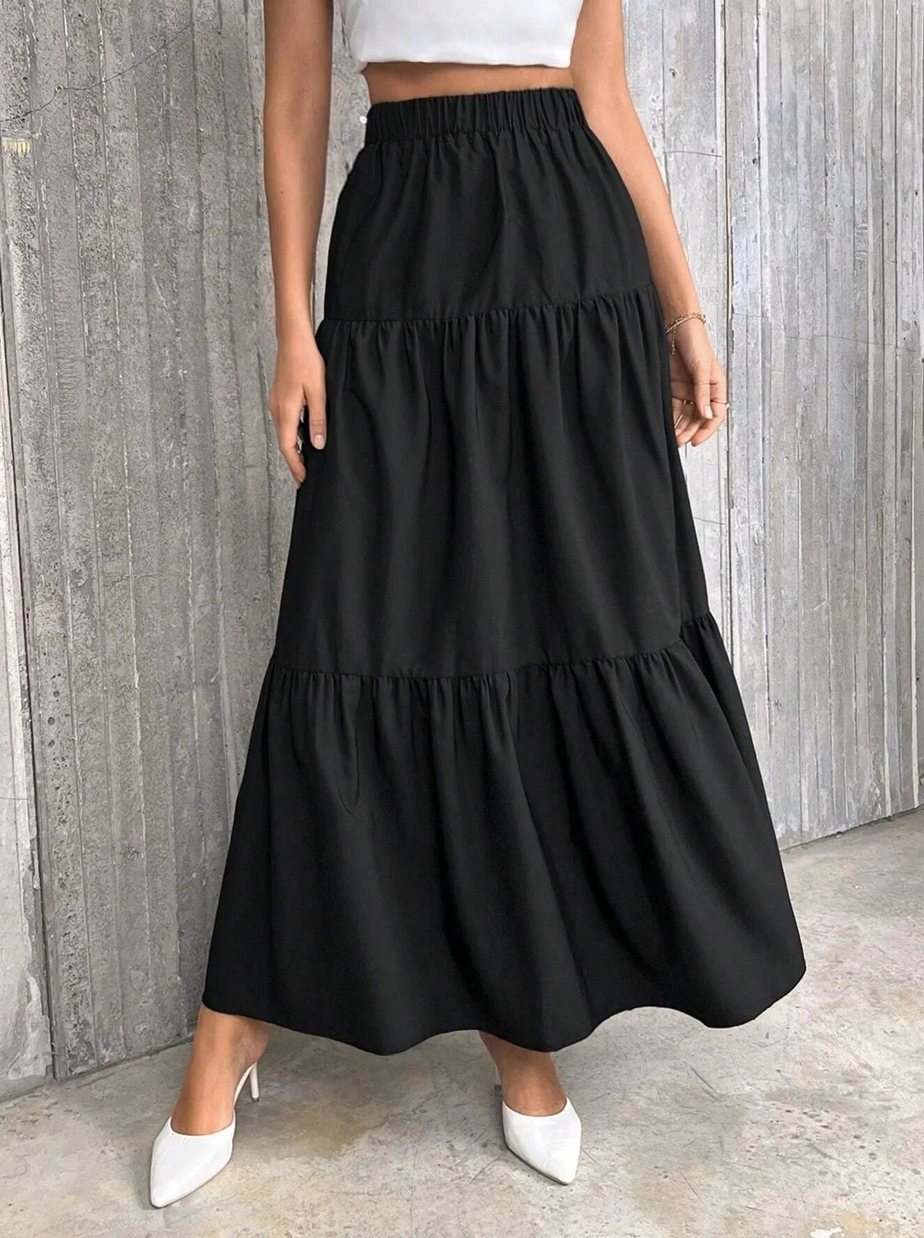 Idalia High-Waist A-Line Skirt with Ruffle Hem