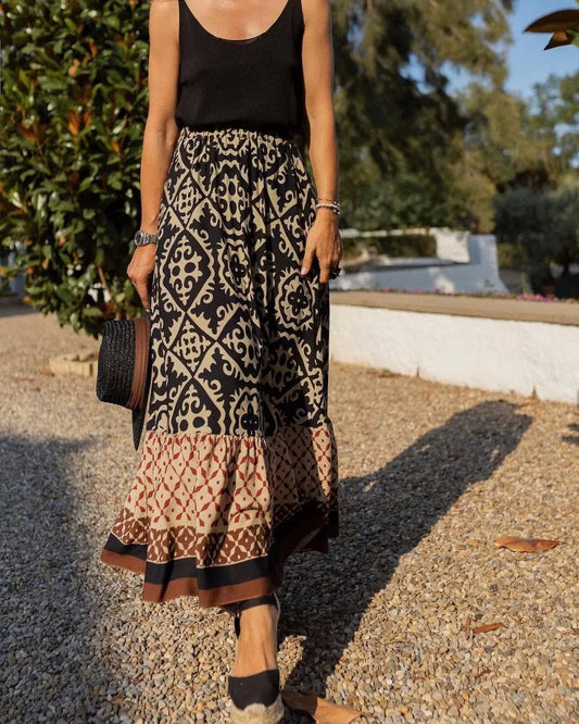 Zara Boho Bedruckter Midi-Swing-Rock
