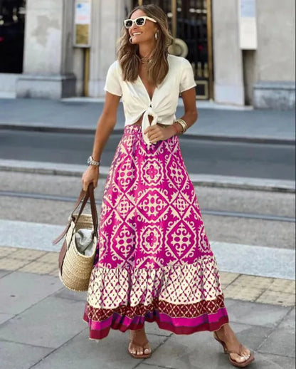 Zara Boho Bedruckter Midi-Swing-Rock